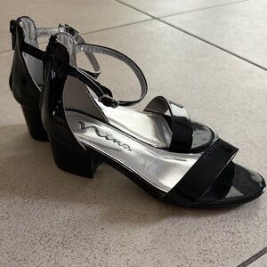 Nina Black Patent Leather Girls Heels